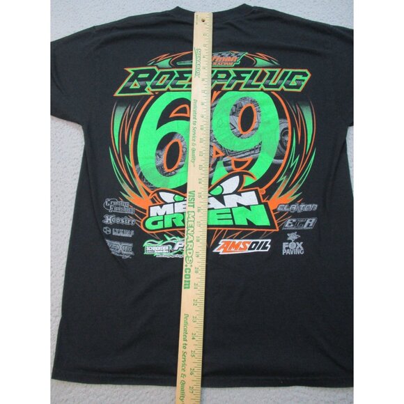 Sprint Car Shirt Mens Medium Chad Boespflug Dirt Track Auto Racing Mean Green 69 - Picture 7 of 7